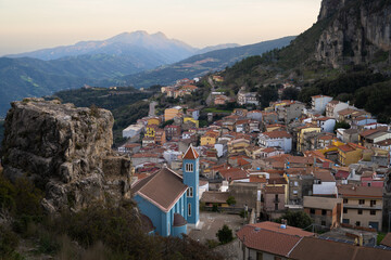 Small Sardinian town at sunset