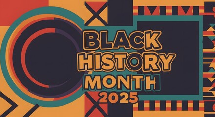 Black history month typography featuring intricate pattern design in bold geometric art style emphasizing culture diversity empowerment and heritage for unity and awareness