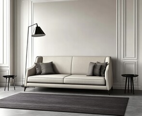 The perfect blend of elegance with a stool and floor lamp accentuating the space. 