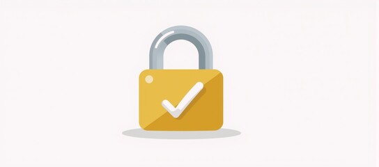 Cartoon image featuring padlock icon with checkmark to represent online safety and security