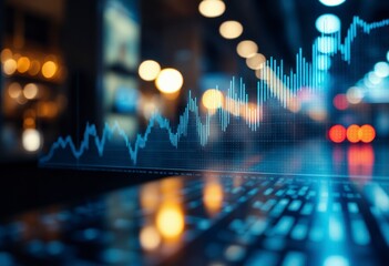 An advanced data analysis display shows statistics in a bustling urban location, illustrating trends and insights in real time.