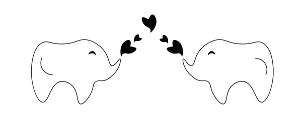 Vector character, icon, elephant, Valentine day, love hearts