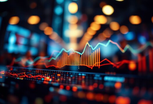 An advanced data analysis display shows statistics in a bustling urban location, illustrating trends and insights in real time.