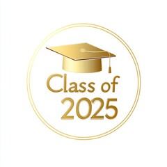 Elegant Logo Design for School Website Featuring Golden "Class of 2025" Letters and Graduation Hat Icon
