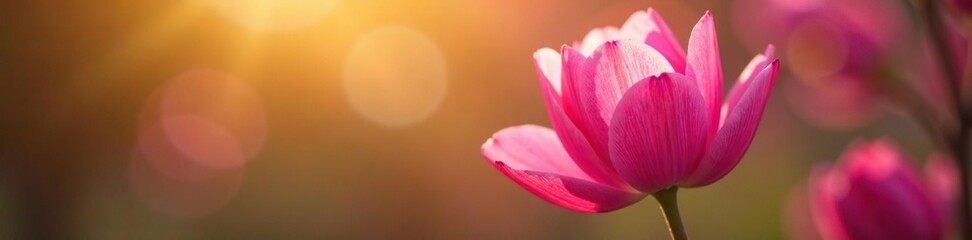 Obraz premium Pink petals unfurl in morning's gentle warmth, , Warmth