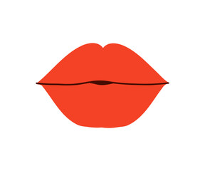 Lips are hand drawn in a flat style. Hand drawn vector illustration.