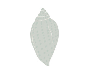 The shell is drawn in a flat style. Sea, coast, beach. Hand drawn vector illustration.