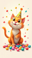 Fototapeta premium happy ginger cat with candies