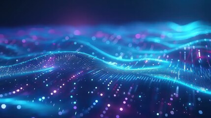 Abstract blue and purple digital wave background.