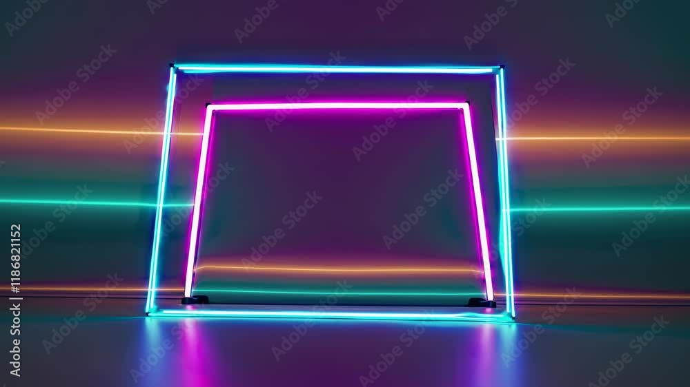 Poster neon light display creates vibrant energy in a modern art installation showcasing dynamic colors