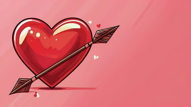 Cupid's arrow piercing heart, pink background, Valentine's Day card