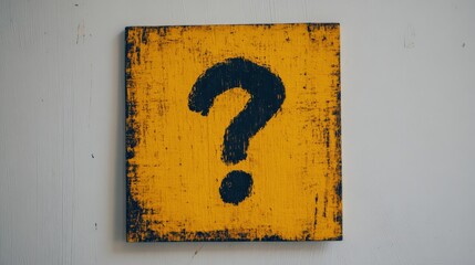 A bold black question mark on a vibrant yellow background, creating a striking visual contrast and inviting curiosity.