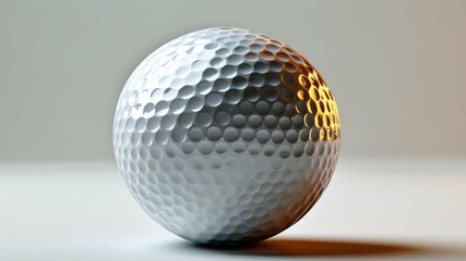 Shiny golf ball showcases texture and design, symbolizing sports, competition, and leisure activities