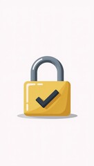 Cartoon image featuring padlock icon with checkmark to represent online safety and security