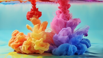 Vibrant ink splashes create mesmerizing abstract art with fluid movement in colorful hues