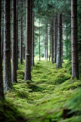 Obraz premium Majestic Forest Landscape with Tall Pines and Lush Greenery : Generative AI