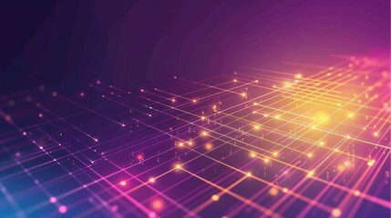 Obraz premium Abstract glowing grid network digital data flow background.