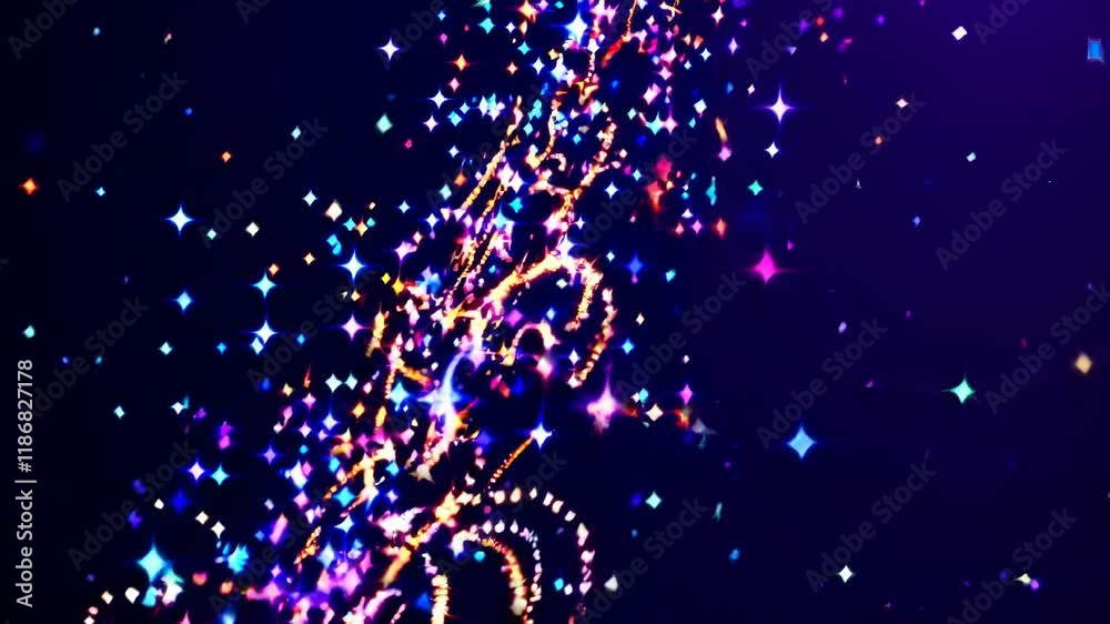 Poster colorful sparkles create a mesmerizing light display in a dark background showcasing vibrant pattern