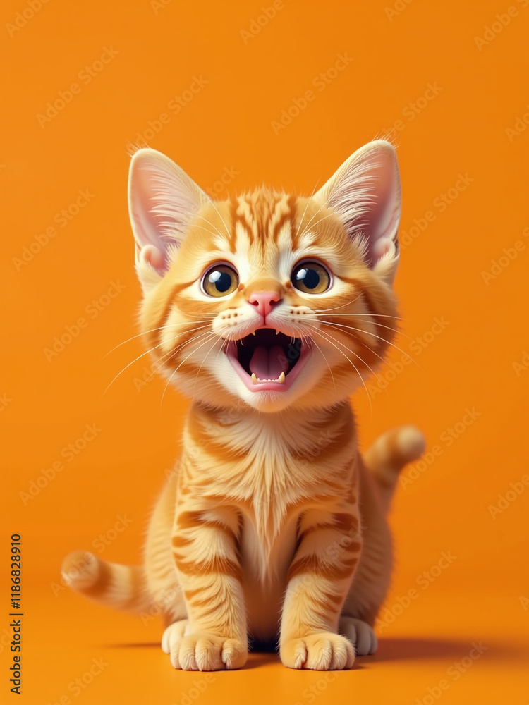 Aufkleber A Whimsical Orange Banner Displaying A Surprised Ginger Cat In A Web Design Template With Copious Copy Space Available. 00003