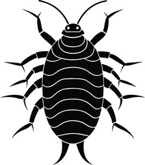 Woodlouse silhouette vector illustration.
