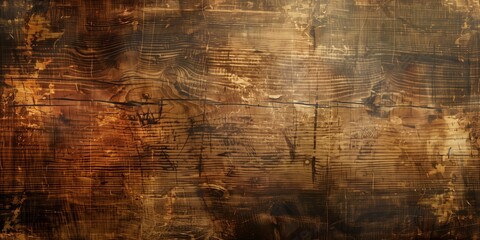Obraz premium Abstract background with wood grain texture and old paper texture, dark brown and golden hues, textured like aged paper.