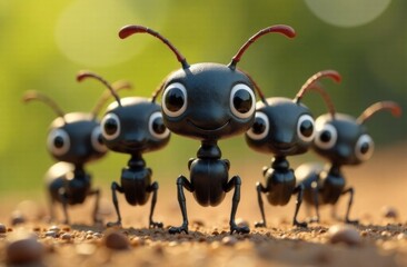 black ants on a leaf