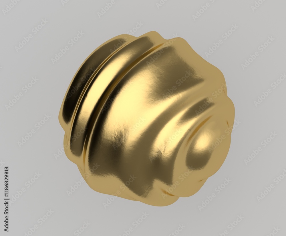 Poster golden 3d glitchy sphere with wavy ripples on a grey background. surreal illustraton for creative de