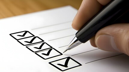 Hand checking items off a to-do list.  Planning, organization, task management concept.