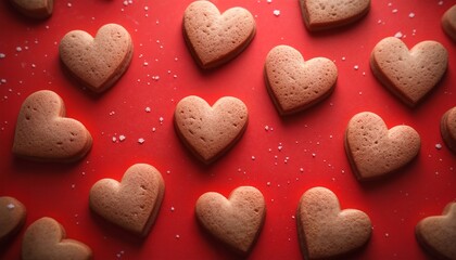 Fototapeta premium Valentine's Day Heart-Shaped Gingerbread Cookies.