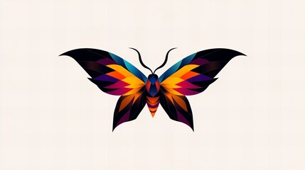 Obraz premium Vibrant geometric moth design. Bold colors and sharp lines create a striking visual.