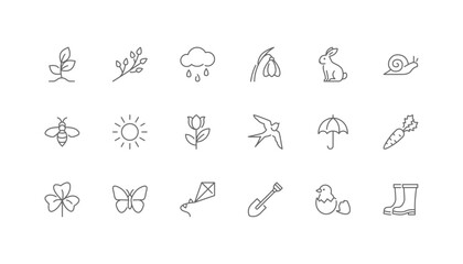 Spring Season | Set of line icons with editable stroke