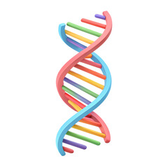 Cute icon 3d render, DNA  isolated on a transparent background