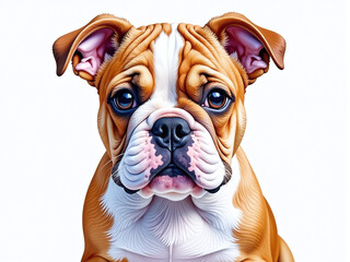 Obraz premium A Watercolor Painting With A Colorful Portrait Of A Bulldog Puppy Is Created Using An Artificial Intelligence Generative Technique. 00003