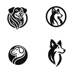 black and white Dog vector design