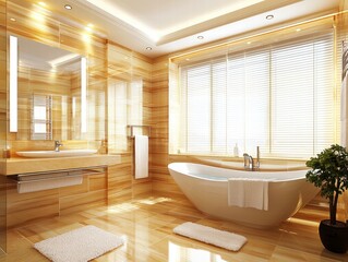 Elegant modern bathroom design with natural light home interior minimalist style peaceful ambiance