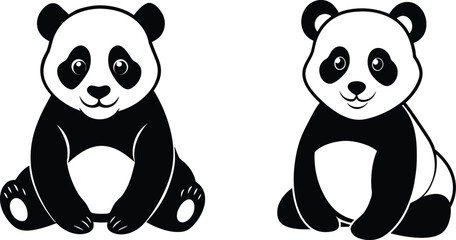 Baby Panda silhouette vector illustration