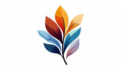 Obraz premium Vibrant illustration of a colorful leaf branch, showcasing a spectrum of autumnal hues. Perfect for design projects needing a touch of nature.