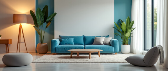 modern teal sofa a serene living room