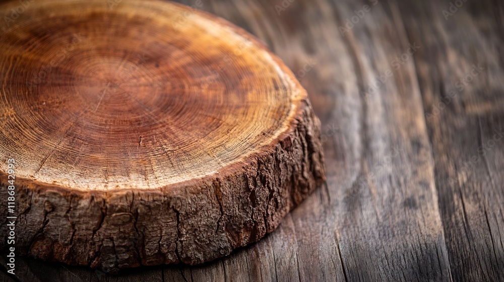 Poster CloseUp of Rustic Wooden Tree Slice with Beautiful Texture and Natural Patterns : Generative AI