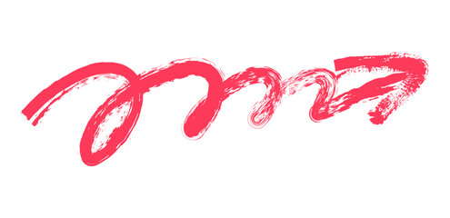 Hand drawn simple arrow drawn with wax crayon, chalk or charcoal. Uneven dry texture for underlining highlighting. Pencil drawn lines, strikethrough, grungy vector isolated on white