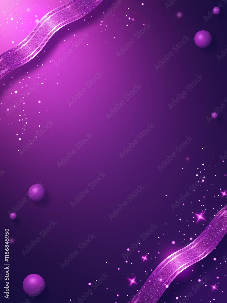 Poster A Vibrant Purple Abstract Background Features A Shiny Sparkly Design With A Banner Style Pattern And A Sense Of Movement. 00001