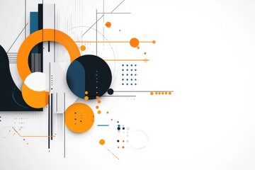 Obraz premium A flat design of a futuristic city with UV domes protecting each building, drawn in a clean, stylized format on a white canvas