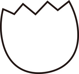 egg Cracked Open outline.
Simple shape split Egg Isolated . 
egg shell cracked in half. 
Transparent Background.