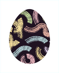 Naklejka premium Easter egg, Easter day festival icon, ostern egg illustration with decoration pattern squiggle trxtured brush symbols collection, vector illustration.