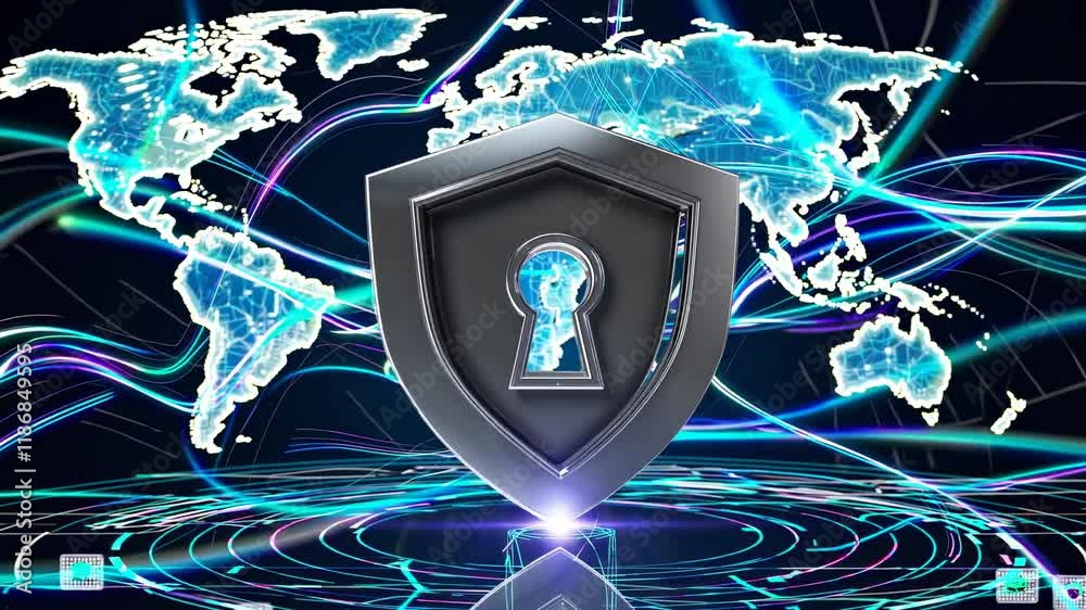 Leinwandbilder exploring digital security concepts with global connections and protective measures in cyberspace