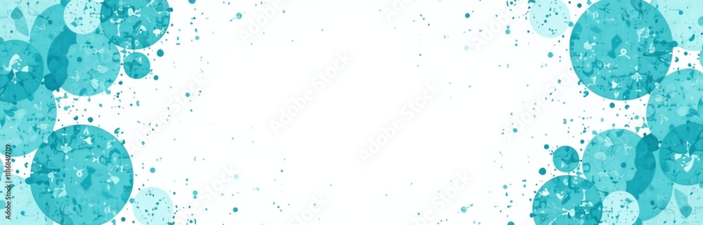 Aufkleber A Turquoise Splash Pattern With White Background Is Generated By A Generative Ai Using Watercolor Circle Shapes In A Frame Design. 00003