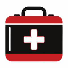 Fototapeta premium Black First Aid Kit Icon with Red Cross