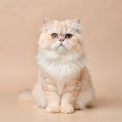 A cute persian cat sitting on colorful background