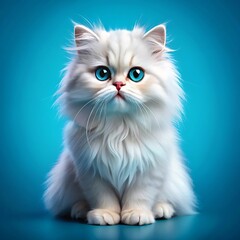  A cute persian cat sitting on colorful background