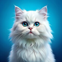 A cute persian cat sitting on colorful background